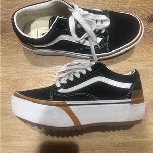 Vans Black and White Platform Sneakers